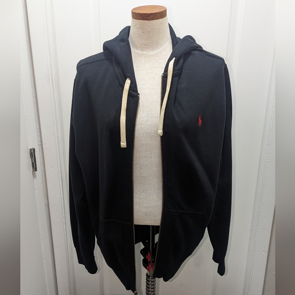 Polo by Ralph Lauren black zip up hoodie, Men's size large